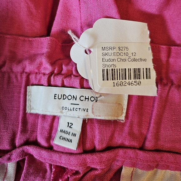 Eudon Choi Bright Pink Linen Blend Pleated Bermuda Shorts w Deep Pockets Size 12 - Picture 15 of 16